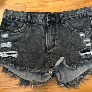 Rusty Charcoal Distressed Jean Shorts